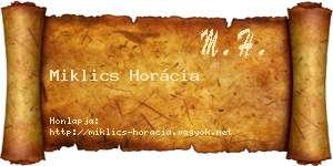 Miklics Horácia névjegykártya